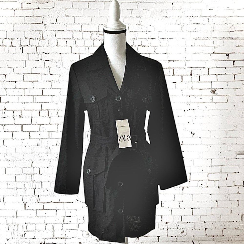 NWT! ZARA BLACK UTILITY  BELTED JACKET